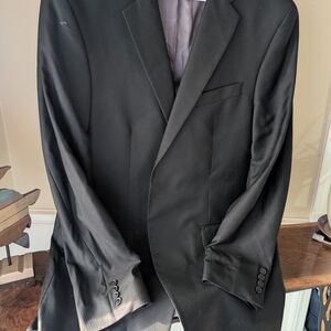 Classic Black Pinstripe Men's Two-Button Suit Jacket